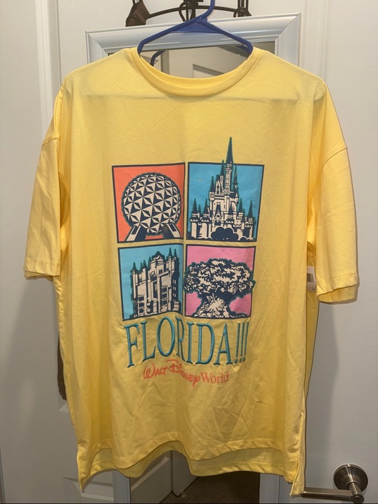 Disney Tops - Disney Yellow Florida Graphic Tee with Multicolor Park Icons